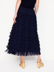 Boden Blue Tiered Tulle Ruffle Maxi Skirt - Image 3 of 5