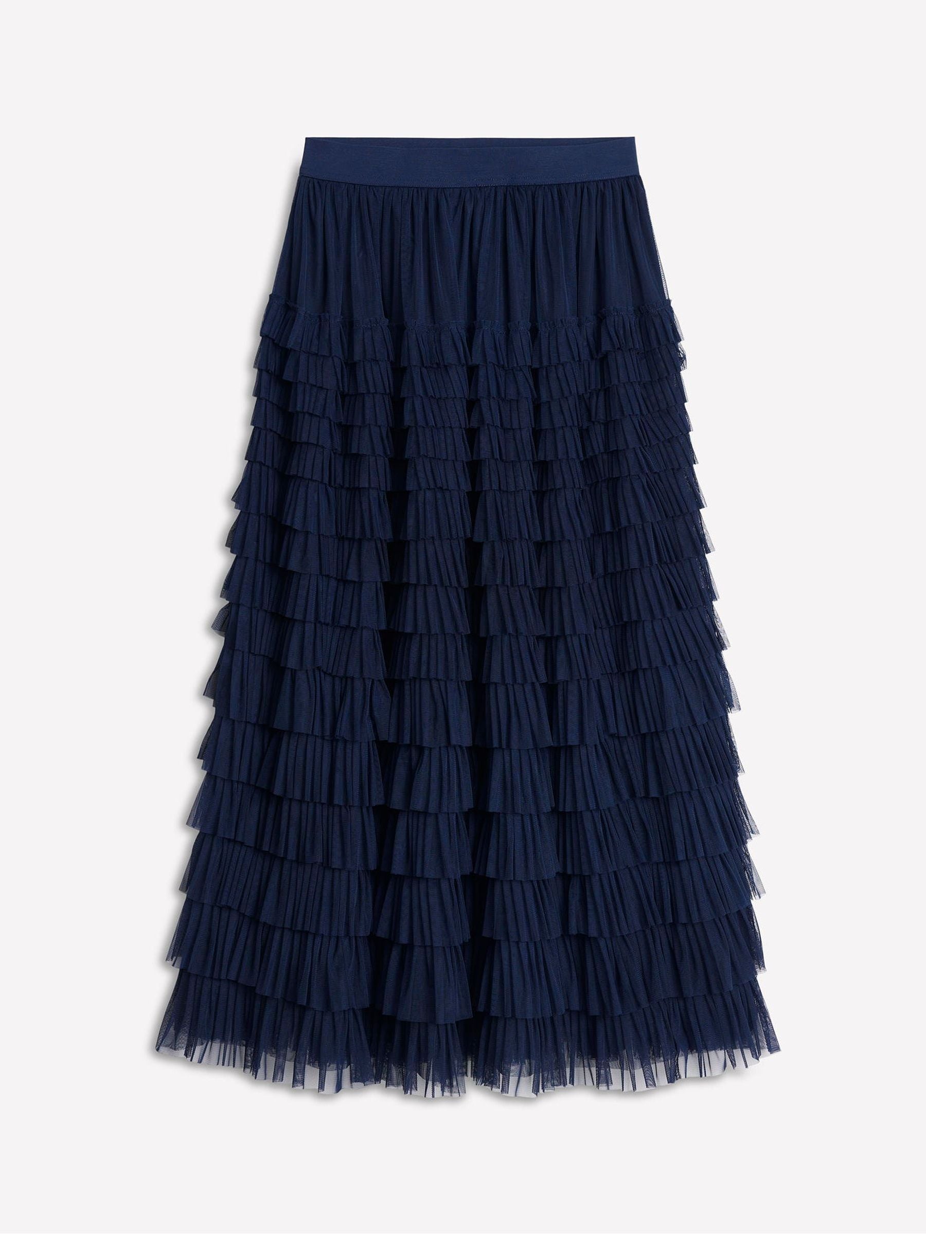 Boden Blue Tiered Tulle Ruffle Maxi Skirt