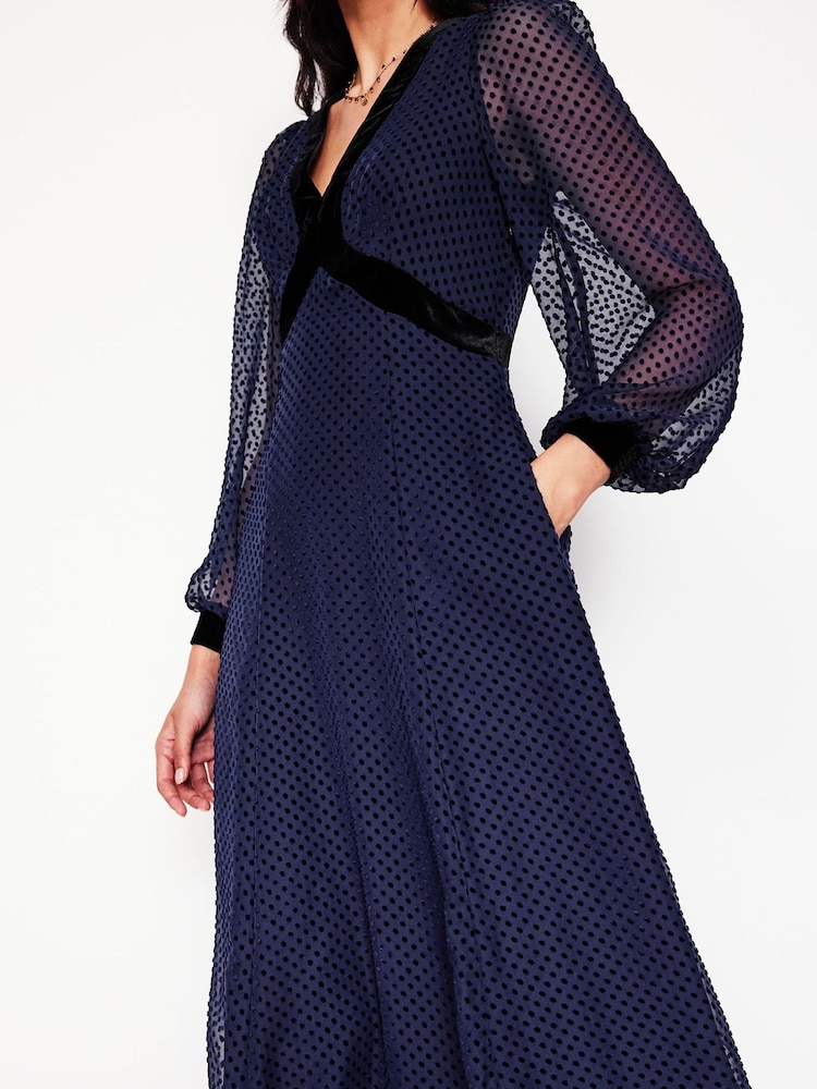 Boden Blue Devore Maxi Tea Dress - Image 2 of 5