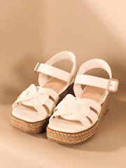 River Island White Girls Faux Leather Weave Wedge Sandals - Image 1 of 6