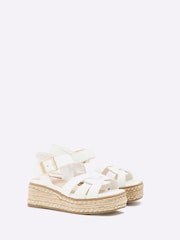 River Island White Girls Faux Leather Weave Wedge Sandals - Image 3 of 6