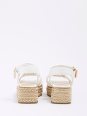 River Island White Girls Faux Leather Weave Wedge Sandals - Image 4 of 6