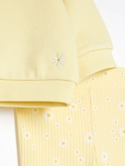 River Island Yellow Baby Girls Broderie Collar 100% Cotton Sweater Set - Image 4 of 4