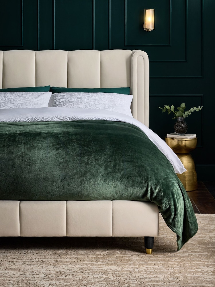 Soft Velvet Oyster Odella Upholstered Bed Frame - Image 1 of 6