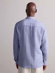 Blue Signature 100% Linen Stripe Long Sleeve Shirt - Image 3 of 7