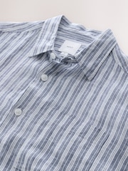 Blue Signature 100% Linen Stripe Long Sleeve Shirt - Image 7 of 7