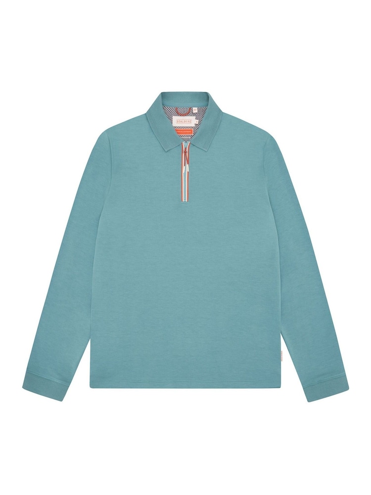 Sealskinz Green Heywood Soft Touch Quarter Zip Polo Shirt - Image 6 of 6