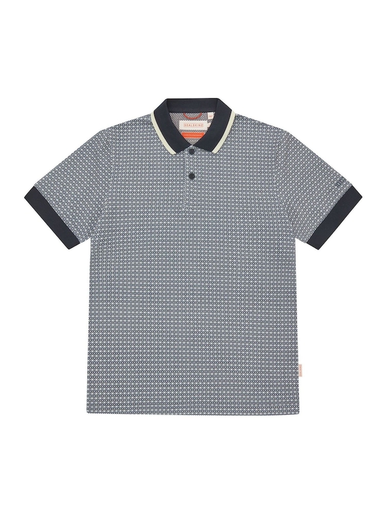 Sealskinz Blue Dersingham Soft Touch Printed Polo Shirt - Image 6 of 6