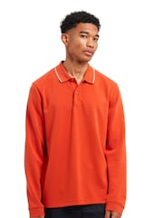 Sealskinz Orange Belaugh Long Sleeve Tipped Polo Shirt - Image 1 of 6