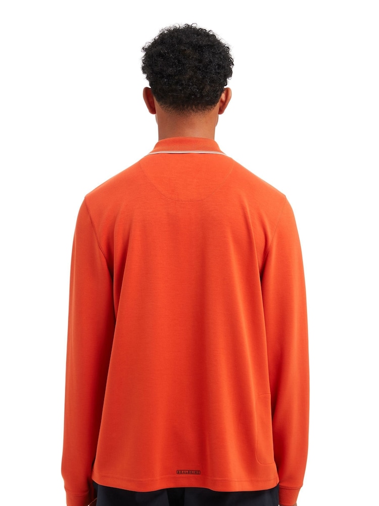 Sealskinz Orange Belaugh Long Sleeve Tipped Polo Shirt - Image 2 of 6