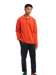 Sealskinz Orange Belaugh Long Sleeve Tipped Polo Shirt - Image 4 of 6