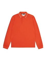 Sealskinz Orange Belaugh Long Sleeve Tipped Polo Shirt - Image 5 of 6