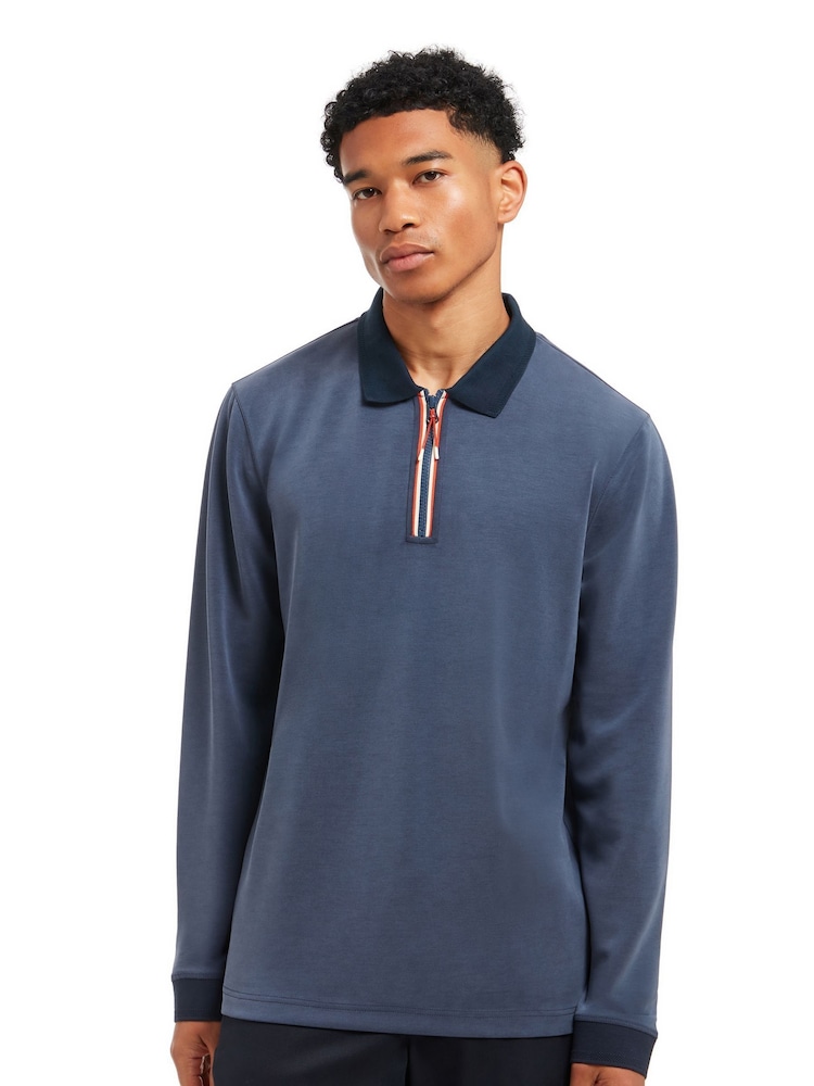 Sealskinz Blue Heywood Soft Touch Quarter Zip Polo Shirt - Image 1 of 6