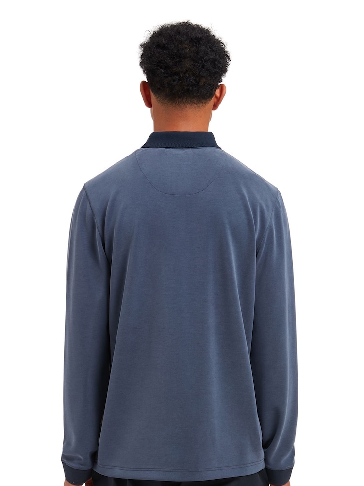 Sealskinz Blue Heywood Soft Touch Quarter Zip Polo Shirt - Image 2 of 6