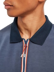 Sealskinz Blue Heywood Soft Touch Quarter Zip Polo Shirt - Image 4 of 6