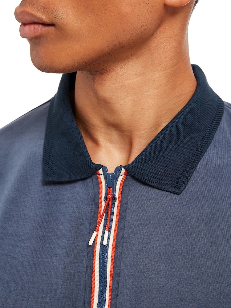 Sealskinz Blue Heywood Soft Touch Quarter Zip Polo Shirt - Image 4 of 6