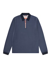 Sealskinz Blue Heywood Soft Touch Quarter Zip Polo Shirt - Image 6 of 6