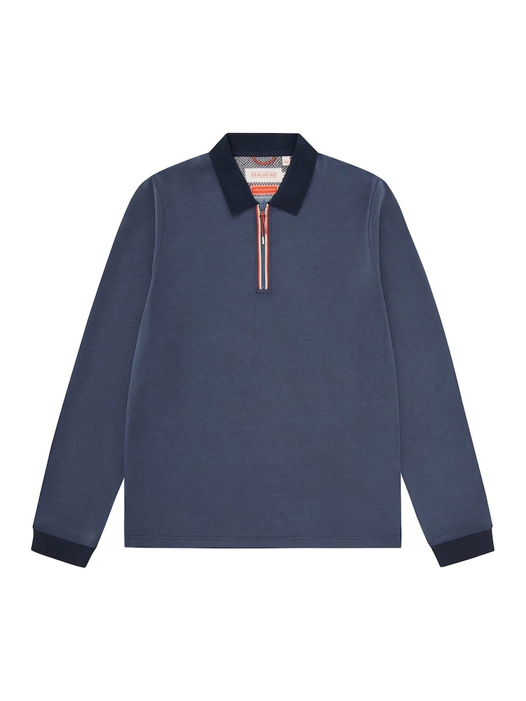 Sealskinz Blue Heywood Soft Touch Quarter Zip Polo Shirt - Image 6 of 6