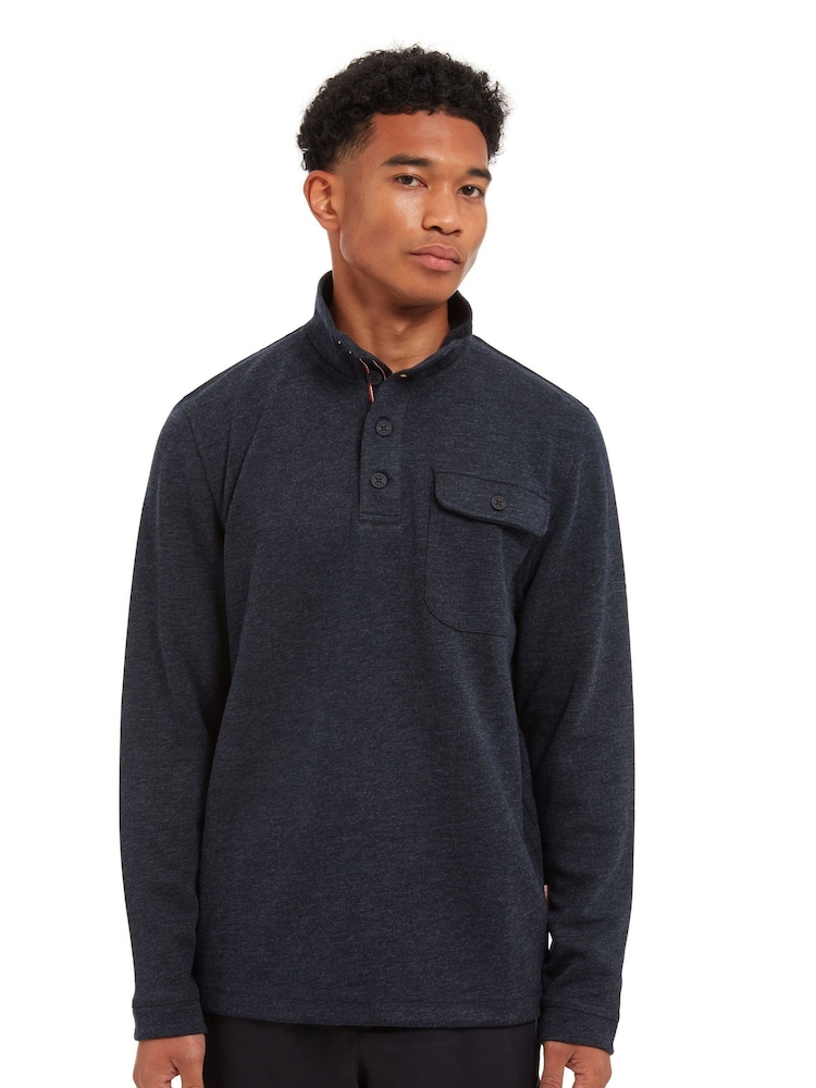 Sealskinz Blue Fakenham Water Repellent Buttoned Funnel Neck Sweatshirt - Image 1 of 6