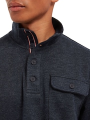 Sealskinz Blue Fakenham Water Repellent Buttoned Funnel Neck Sweatshirt - Image 5 of 6