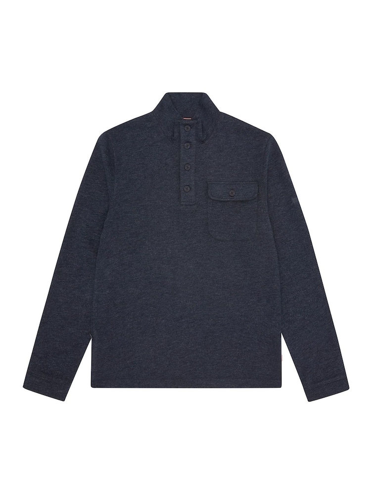 Sealskinz Blue Fakenham Water Repellent Buttoned Funnel Neck Sweatshirt - Image 6 of 6