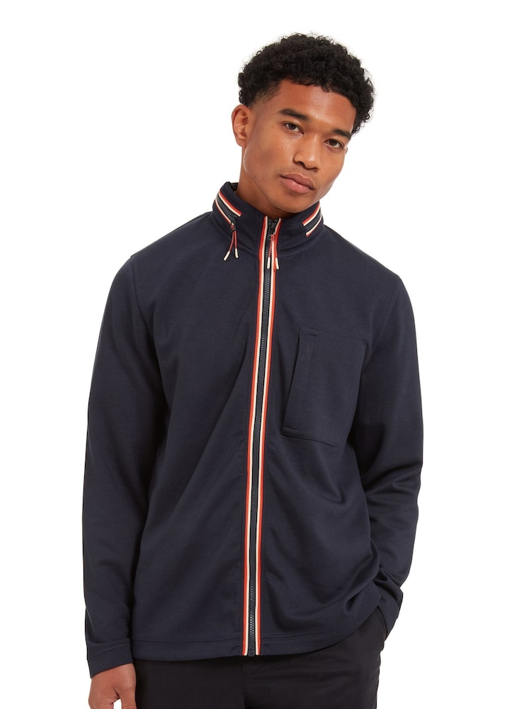 Sealskinz Blue Deopham Water Repellent Full Zip Funnel Neck Sweatshirt with Fold Away Hood - Image 1 of 6