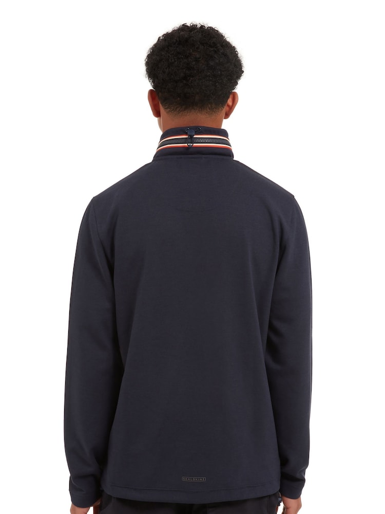 Sealskinz Blue Deopham Water Repellent Full Zip Funnel Neck Sweatshirt with Fold Away Hood - Image 2 of 6