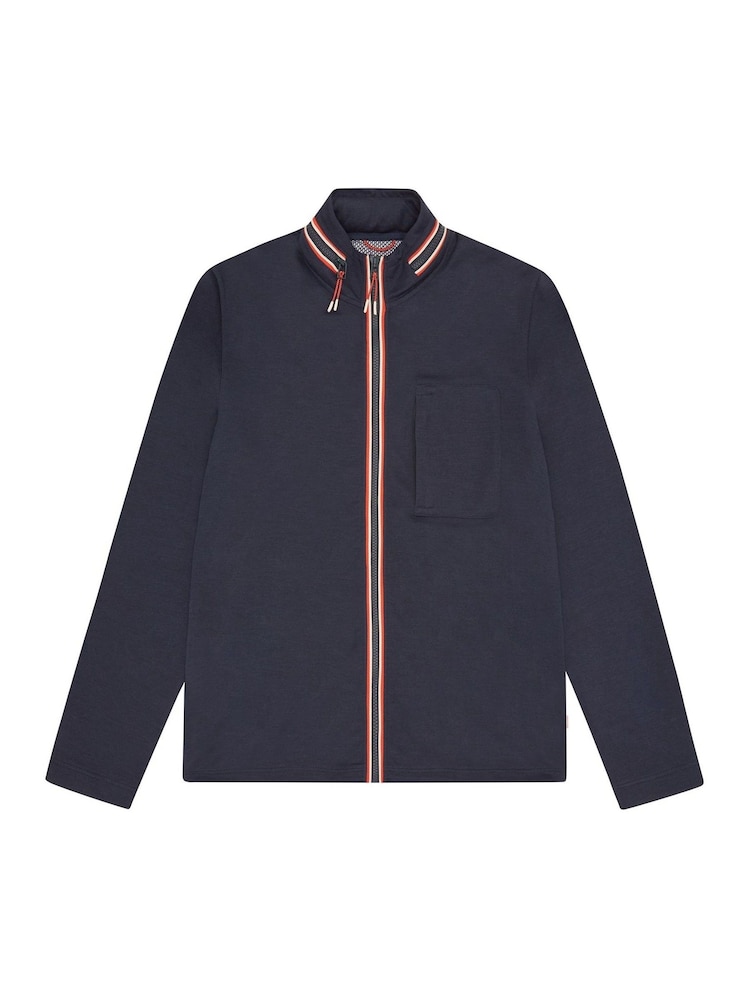 Sealskinz Blue Deopham Water Repellent Full Zip Funnel Neck Sweatshirt with Fold Away Hood - Image 6 of 6