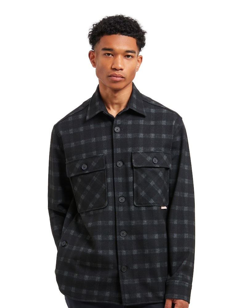 Snettisham Stretch Check Jersey Knitted Overshirt - Image 1 of 6