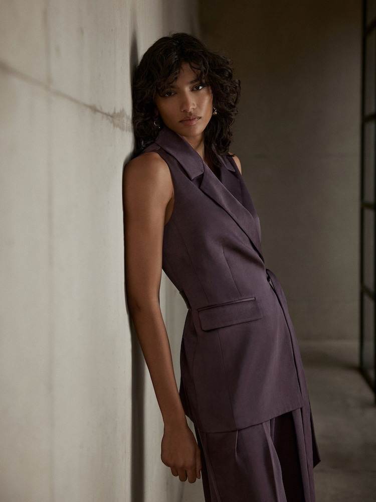 Mint Velvet Red Burgundy Longline Waistcoat - Image 1 of 7