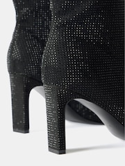 Mint Velvet Black Black Diamante Knee High Boots - Image 3 of 3