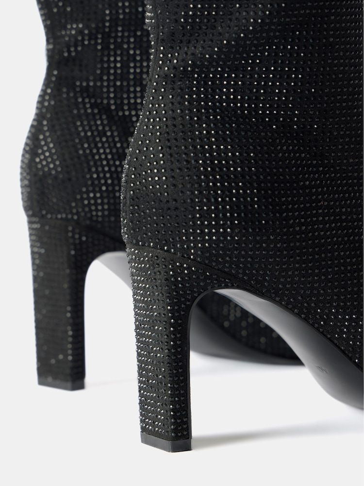 Mint Velvet Black Black Diamante Knee High Boots - Image 3 of 3 Mint Velvet Black Black Diamante Knee High Boots - Image 3 of 3