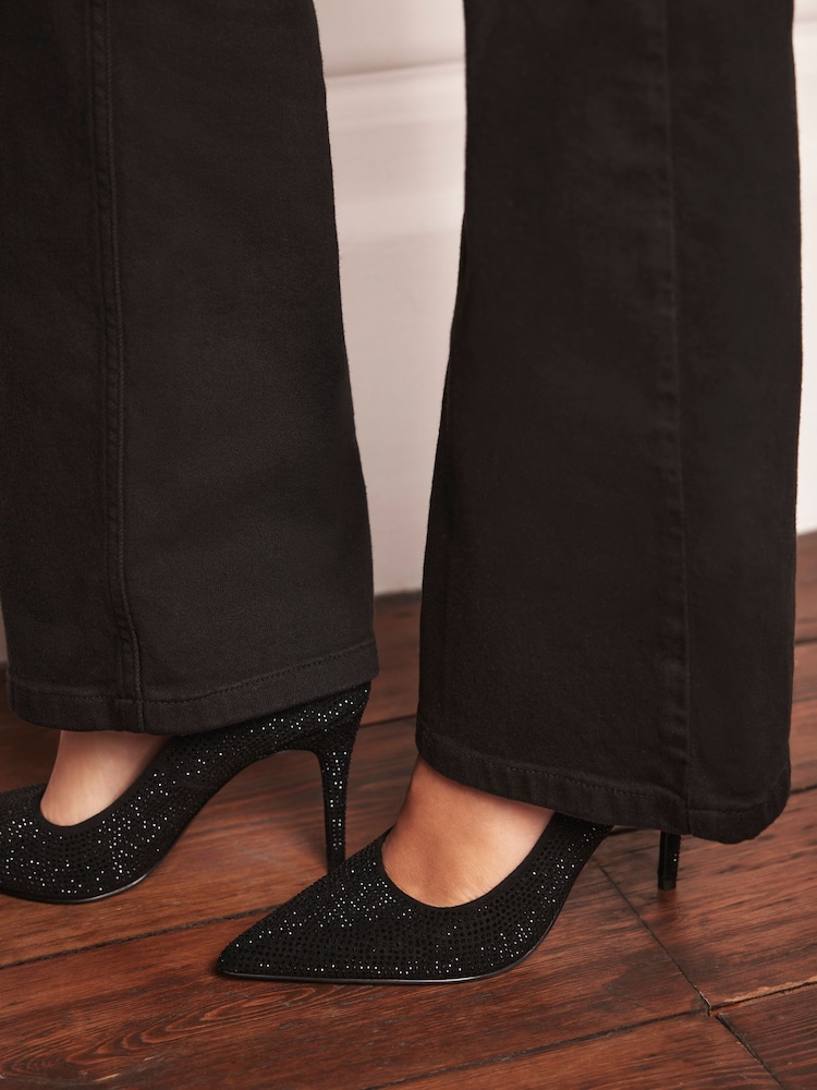 Mint Velvet Black Diamante Court Heels - Image 1 of 3