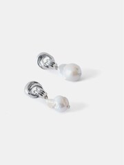 Mint Velvet Silver Tone Pearl Drop Earrings - Image 2 of 2