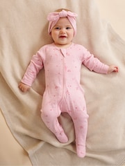 Set de diadema y pijama tipo pelele de algodón 100 % con cremallera de Purebaby - Imagen 1 de 5