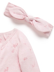 Set de diadema y pijama tipo pelele de algodón 100 % con cremallera de Purebaby - Imagen 3 de 5