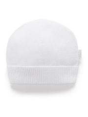 Purebaby White 100% Cotton Textured Beanie - Image 1 of 2