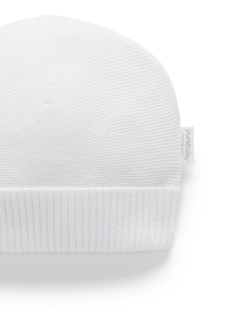 Purebaby White 100% Cotton Textured Beanie - Image 2 of 2