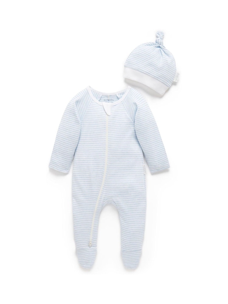 Bombažni spalni pajaci z zadrgo Purebaby 100% & klobuki in kape; pokrivala 2 komplet - Slika 1 iz 4
