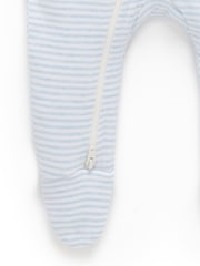 Blue Purebaby Zip 100% Cotton Sleepsuits & Hats 2 Pack - Image 5 of 5