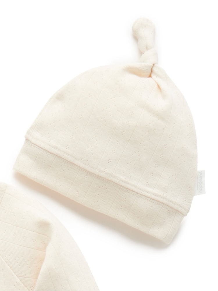 Purebaby Natural Zip Sleepsuit & Hat 2 Pack - Image 2 of 3