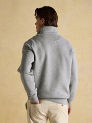 Joules Jenkins Grey Brushed Cotton Quarter Zip Sweatshirt - Image 2 of 7