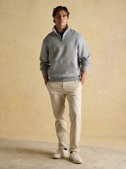 Joules Jenkins Grey Brushed Cotton Quarter Zip Sweatshirt - Image 3 of 7