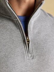 Joules Jenkins Grey Brushed Cotton Quarter Zip Sweatshirt - Image 4 of 7