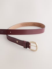 Rojo burdeos - Cinturón casual de corte estándar y cuero de primera calidad fabricado en Italia - Imagen 4 de 5