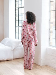 Chelsea Peers White Organic Cotton Christmas Ribbon Bow Print Long Pyjamas Set - Image 5 of 5