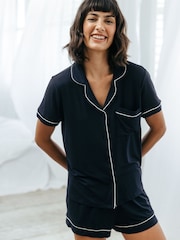 Chelsea Peers Blue TENCEL™ Modal Short Button Up Pyjamas Set - Image 2 of 5