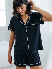 Chelsea Peers Blue TENCEL™ Modal Short Button Up Pyjamas Set - Image 4 of 5