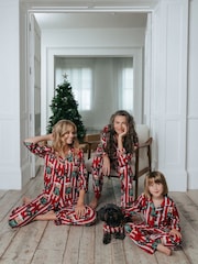 Chelsea Peers Red Christmas Dog & Wreath Print Long Pyjama Set - Image 3 of 5