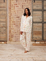 Chelsea Peers White Maternity Dinosaur Print Long Pyjama Set - Image 1 of 5